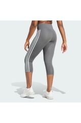 adidas Train Essentials 3-Stripes High-Waisted Kadın Tayt Gri IS2168