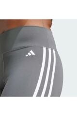 adidas Train Essentials 3-Stripes High-Waisted Kadın Tayt Gri IS2168