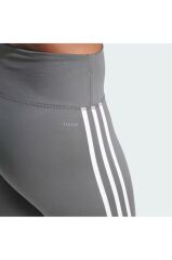 adidas Train Essentials 3-Stripes High-Waisted Kadın Tayt Gri IS2168